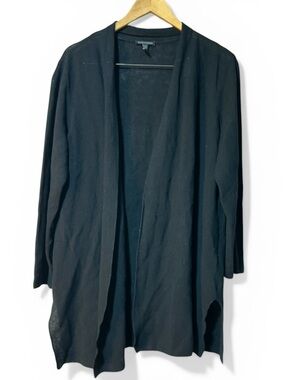 Eileen Fisher, XL, black linen cotton cardigan